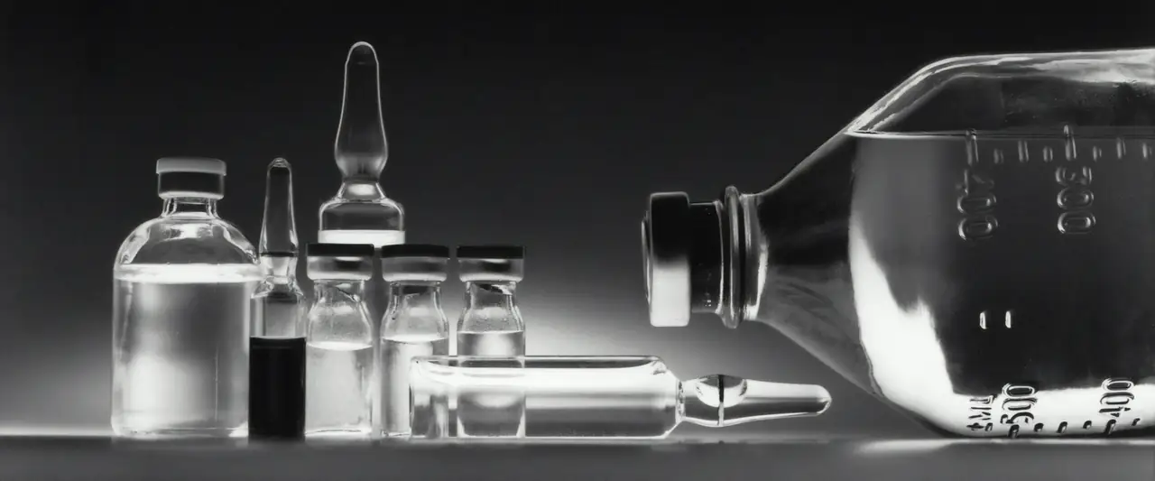 Flacons, ampoules et bouteille de soluté